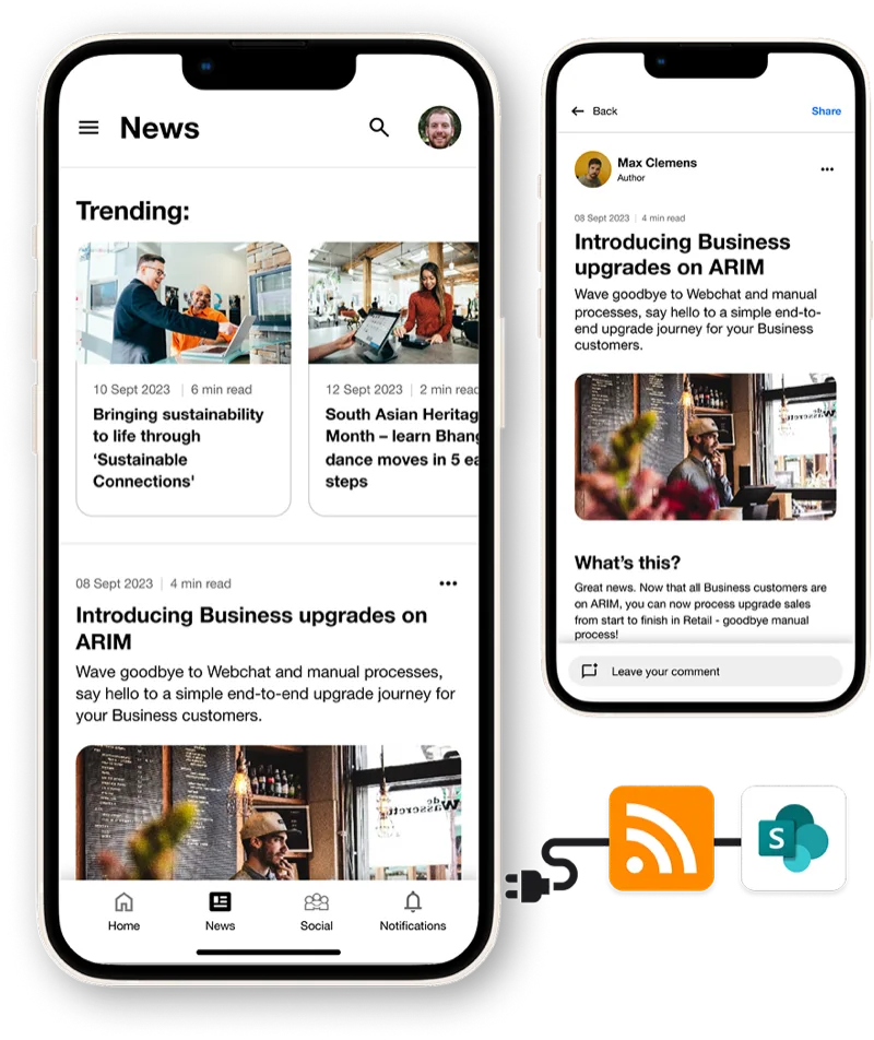 Publishing company news from the Mee admin to the app