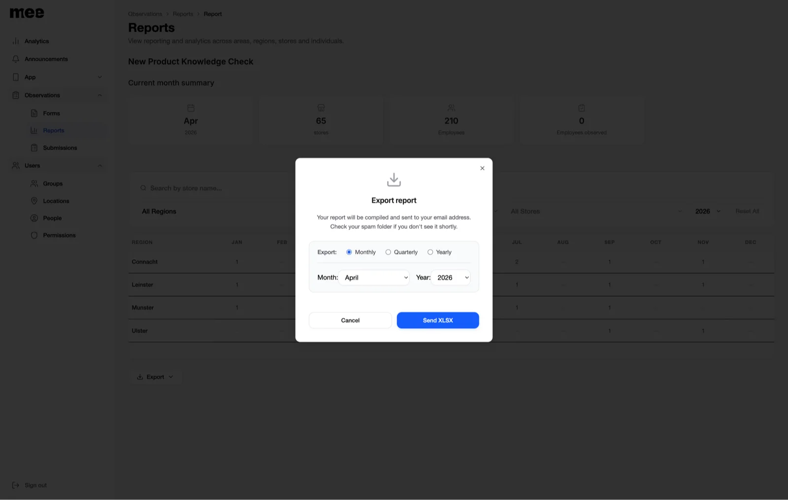 Exporting Mee reporting data as CSV