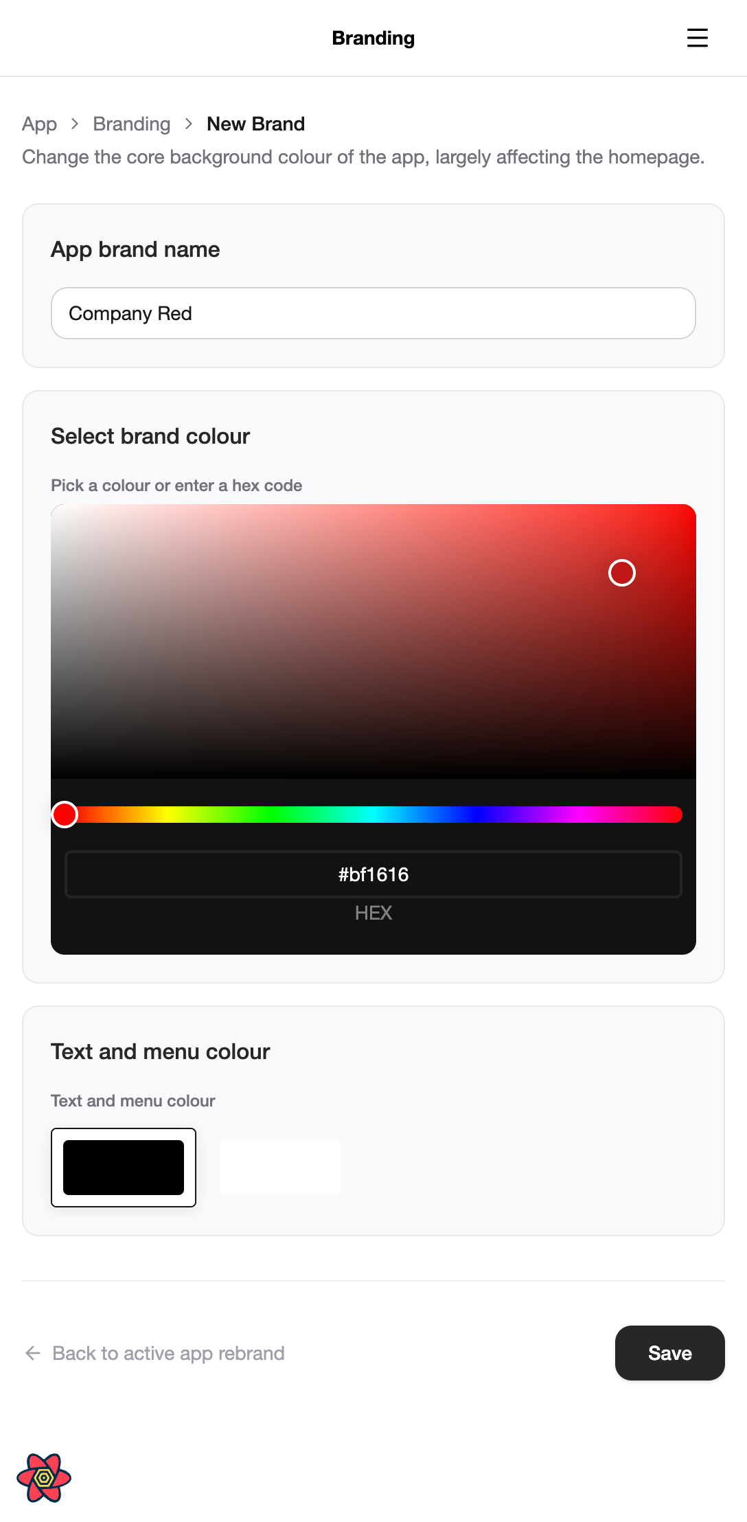 Mee admin system branding on mobile