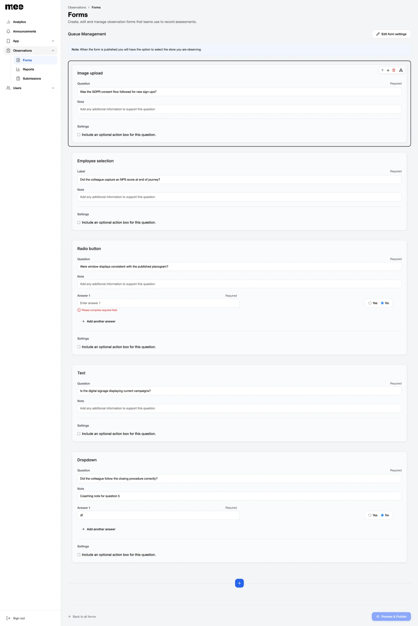 Drag and drop form builder