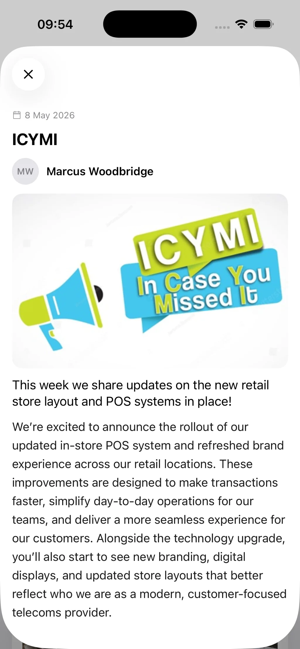 In-app notification centre