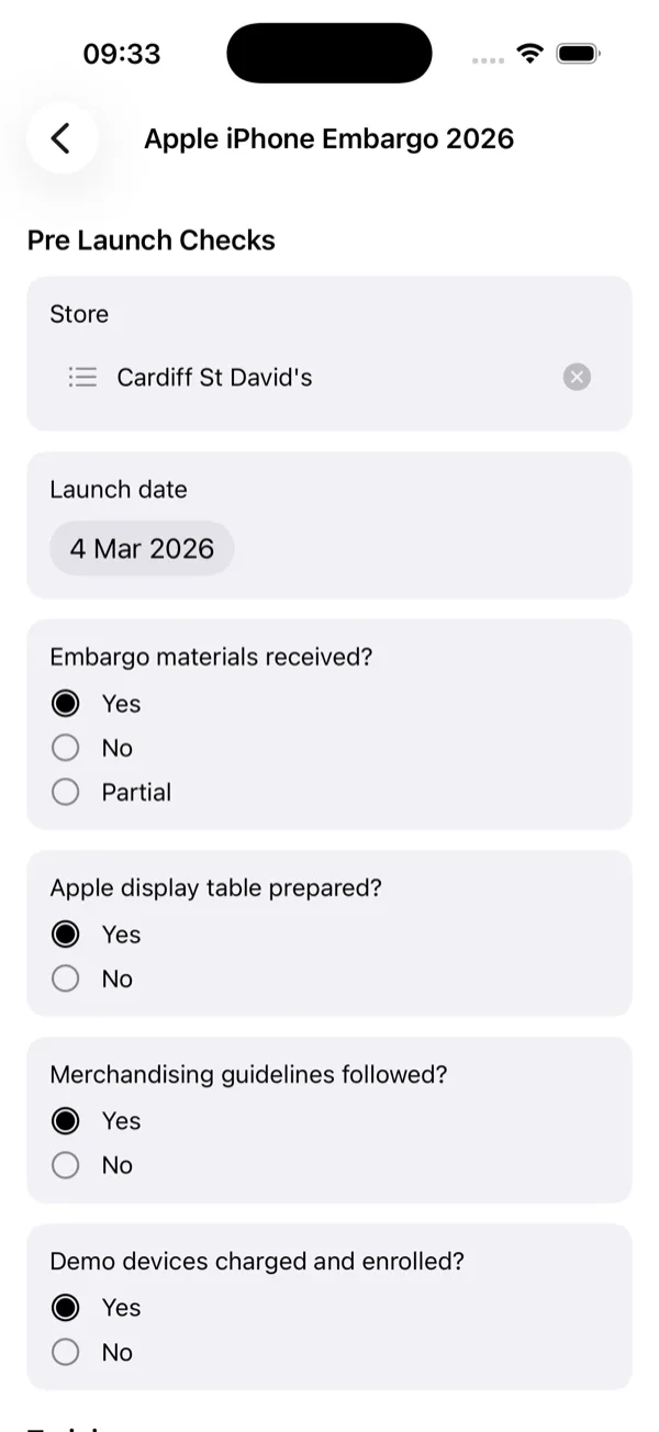 Ops form in progress